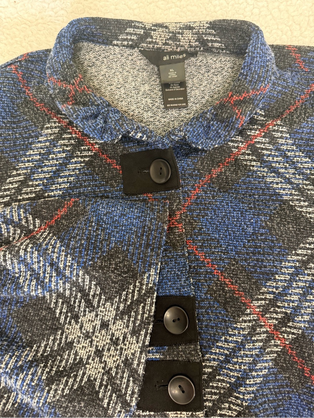 Women’s Ali Miles Blue Plaid Shirt / Blouse size XL